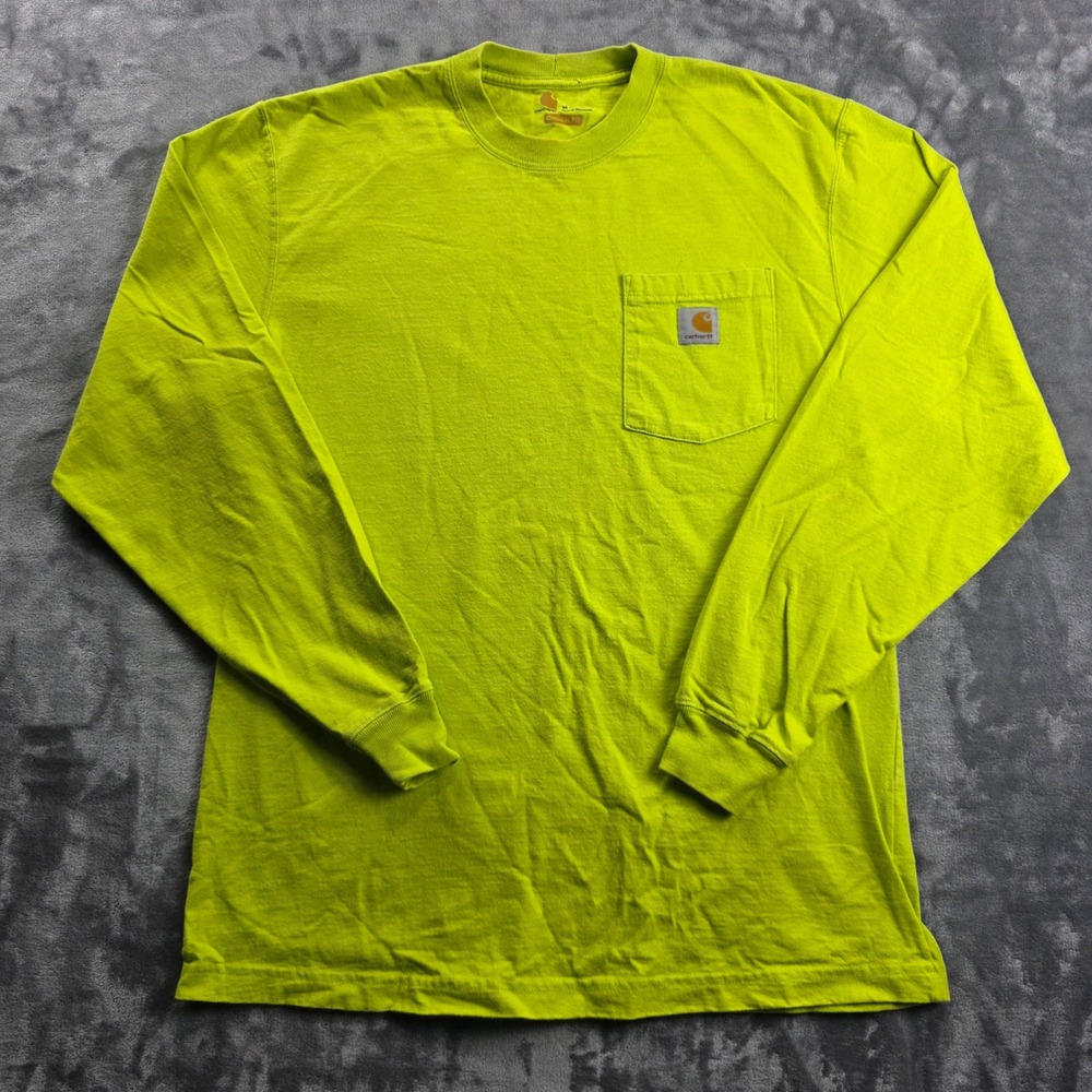 Carhartt Long Sleeve Pocket T-Shirt Mens Medium Lime Green Original Fit K126